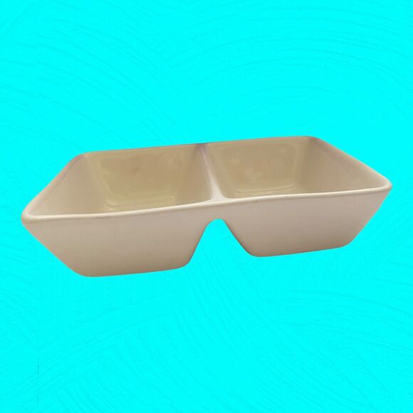 Rae Dunn PEACE & JOY Christmas 2 Compartment Divided Candy Nut Dish 8x5.5 - Picture 2 of 8